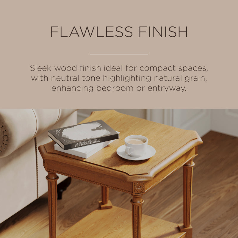 Maven Lane Pullman Square Wooden Side Table, Antiqued Natural Finish (Used)