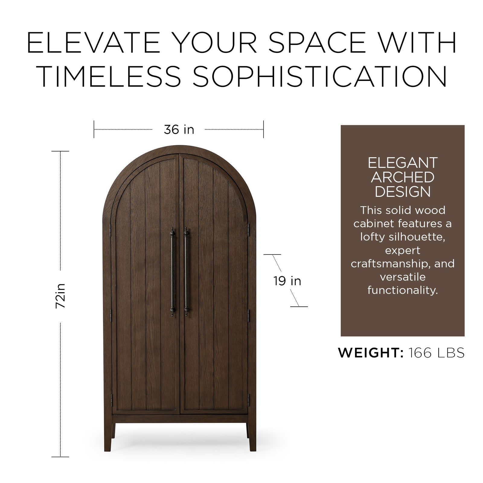 Maven Lane Selene Classical Wooden Cabinet in Antiqued Brown Finish (For Parts) - VMInnovations