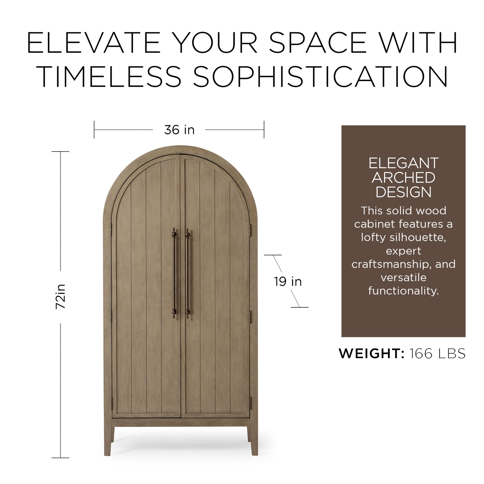 Maven Lane Selene Classical Wooden Cabinet in Antiqued Grey Finish (Open Box) - VMInnovations