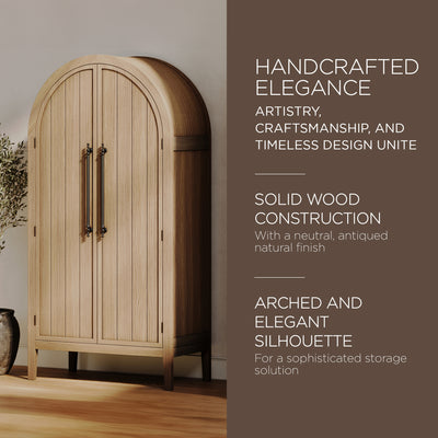 Maven Lane Selene Classical Wooden Cabinet in Antiqued Natural Finish (Open Box) - VMInnovations