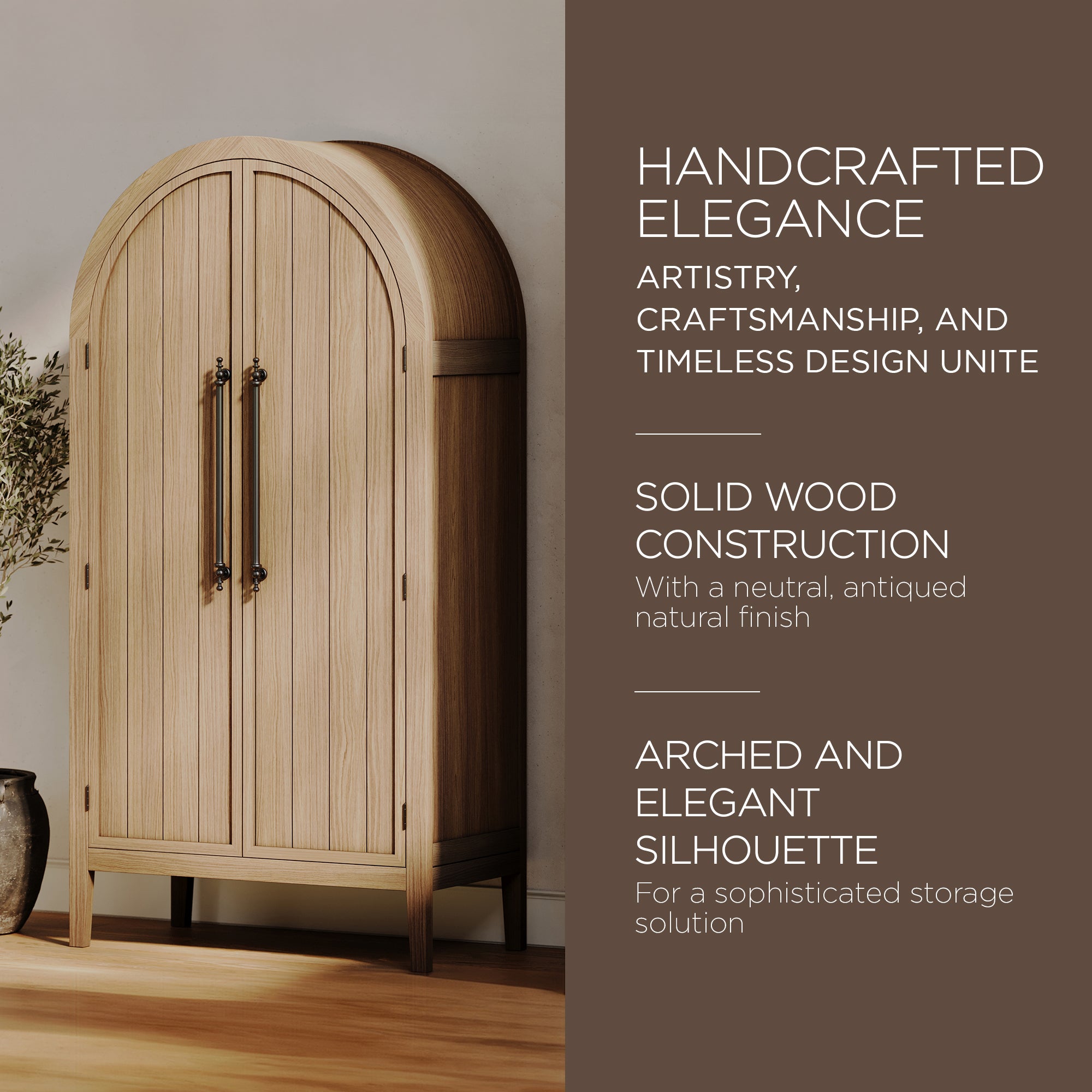 Maven Lane Classical Wooden Cabinet in Antiqued Natural Finish (For Parts) - VMInnovations