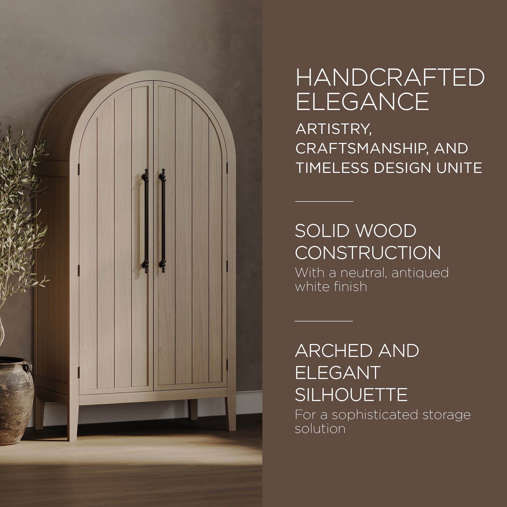 Maven Lane Selene Classical Wooden Cabinet in Antiqued White Finish (For Parts) - VMInnovations