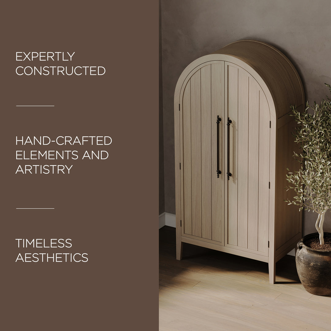 Maven Lane Selene Classical Wooden Cabinet in Antiqued White Finish (Used)