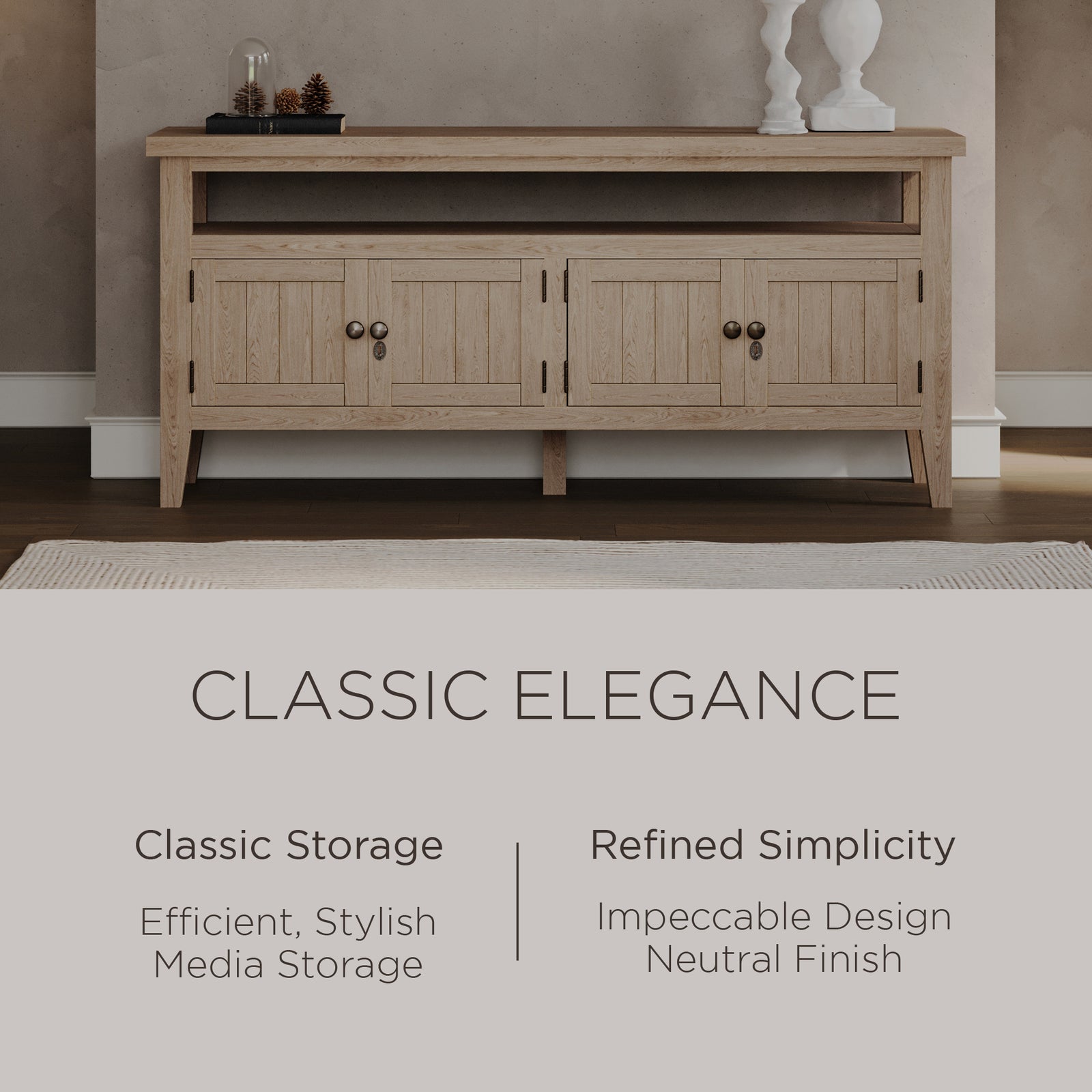 Maven Lane Turner Wooden Media Unit in Antiqued White Finish (Used) - VMInnovations