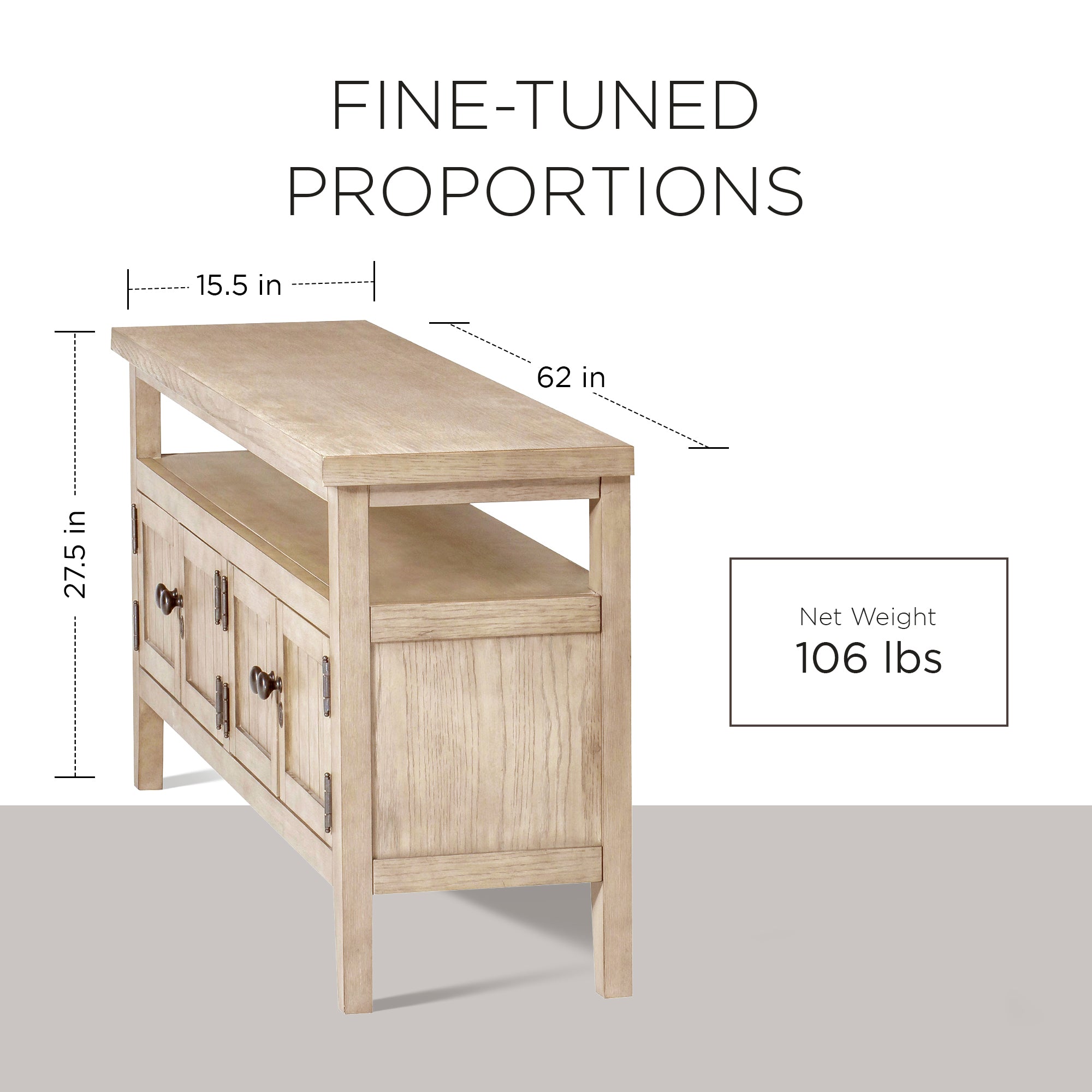 Maven Lane Turner Wooden Media Unit in Antiqued White Finish (Open Box) - VMInnovations
