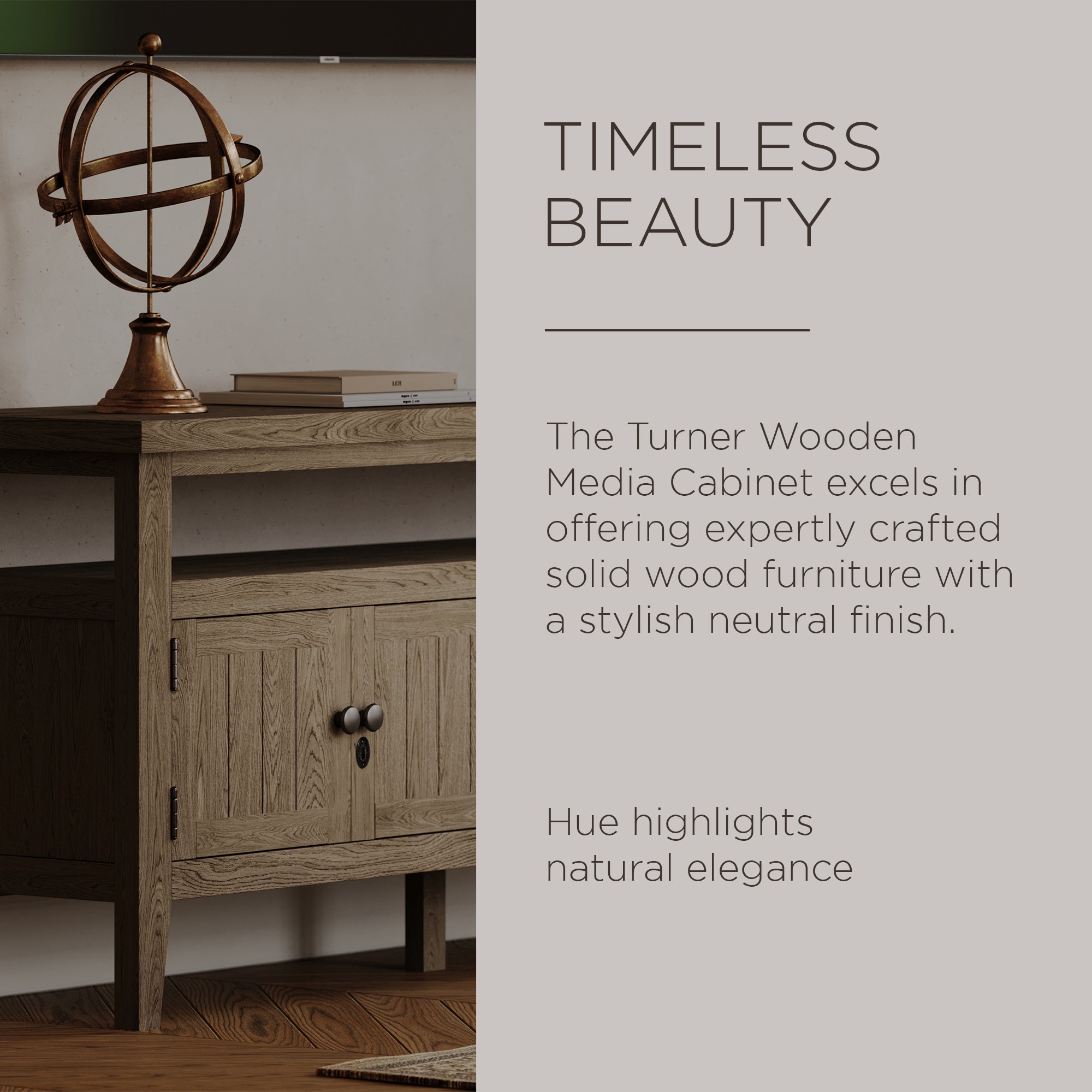 Maven Lane Turner Wooden Media Unit in Antiqued Grey Finish