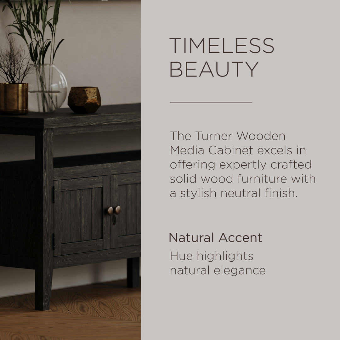 Maven Lane Turner Wooden Media Unit in Antiqued Black Finish