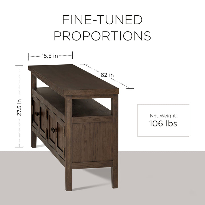 Maven Lane Turner Wooden Media Unit in Antiqued Brown Finish