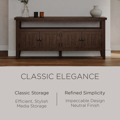 Maven Lane Turner Wooden Media Unit in Antiqued Brown Finish (Open Box) - VMInnovations