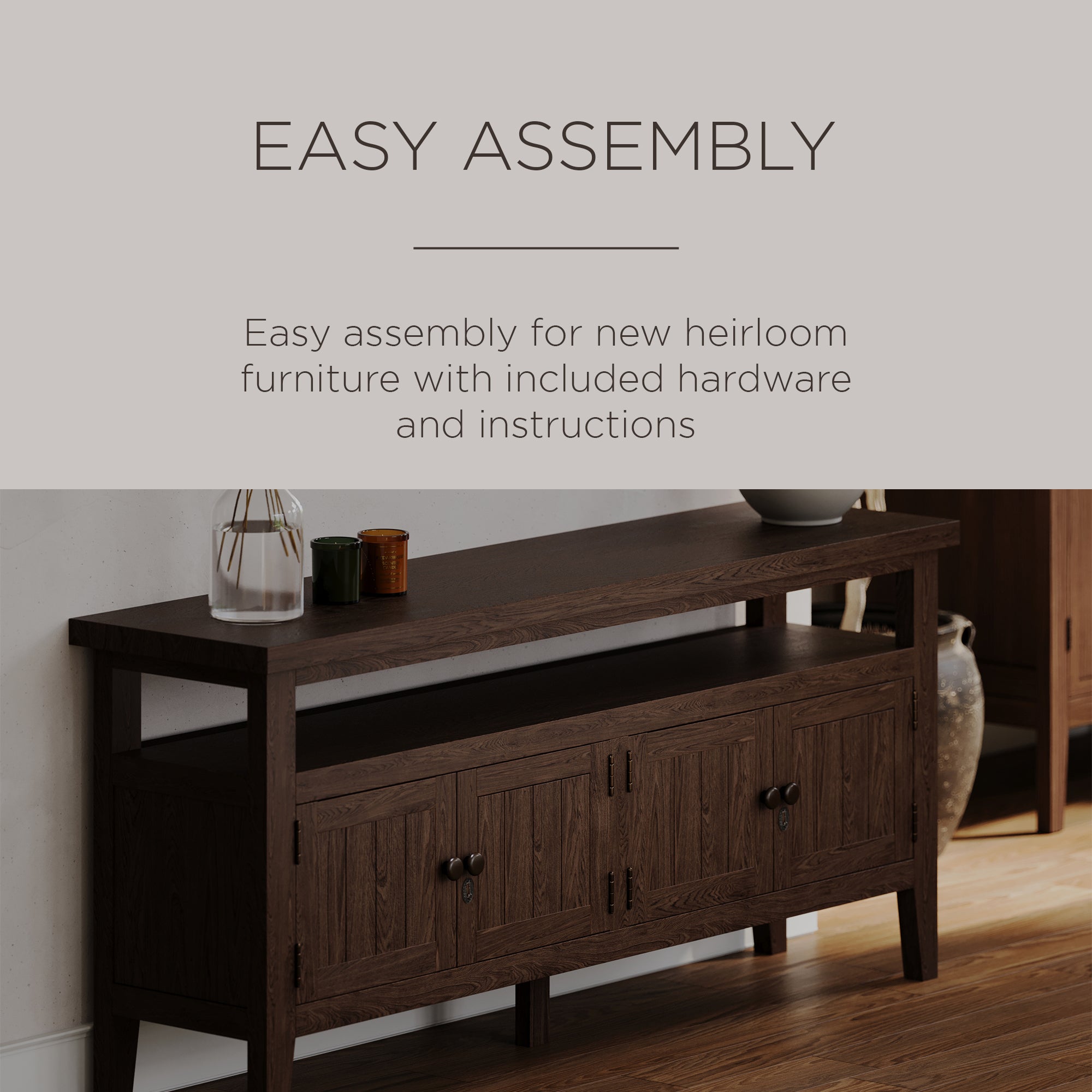 Maven Lane Turner Wooden Media Unit in Antiqued Brown Finish - VMInnovations