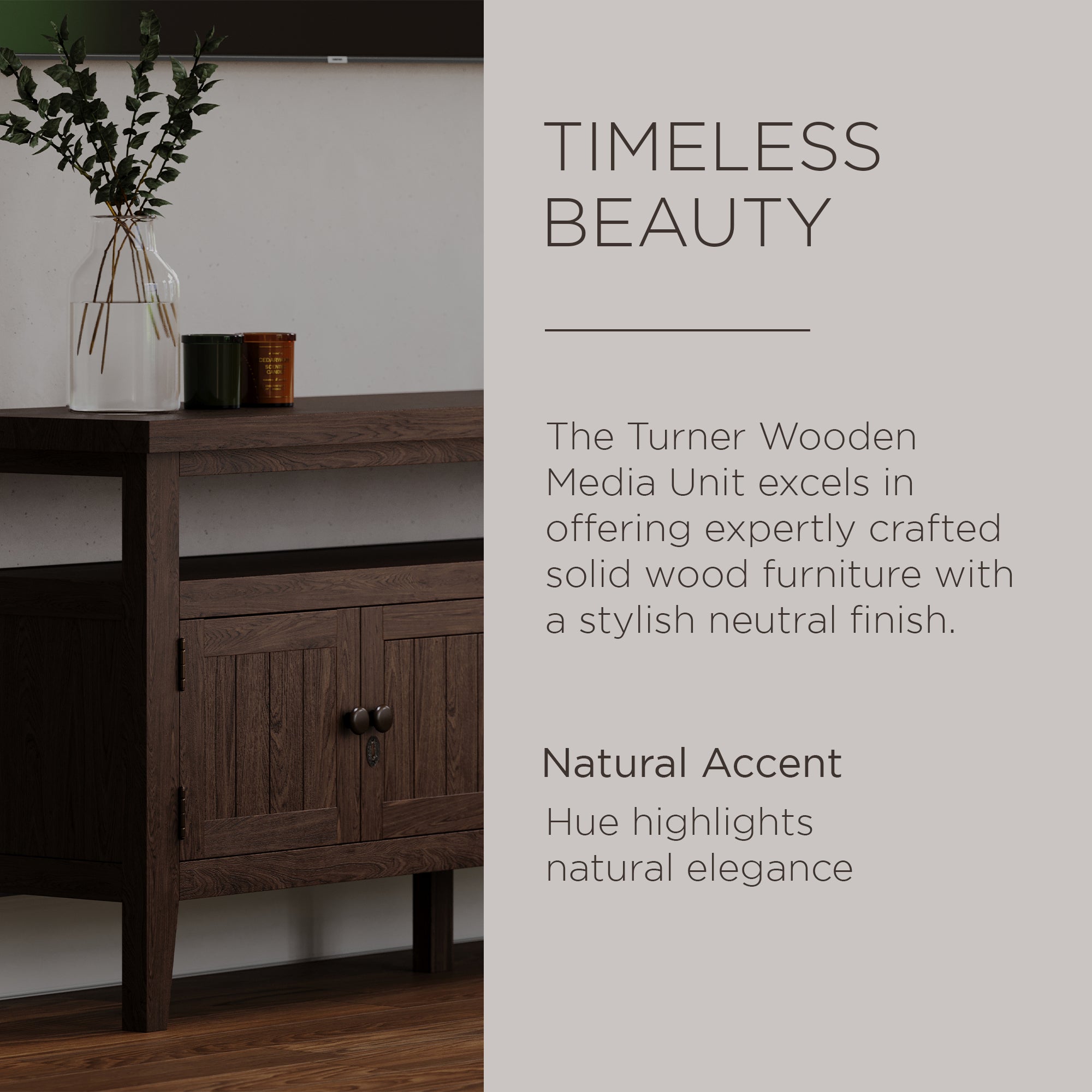 Maven Lane Turner Wooden Media Unit in Antiqued Brown Finish (Open Box) - VMInnovations