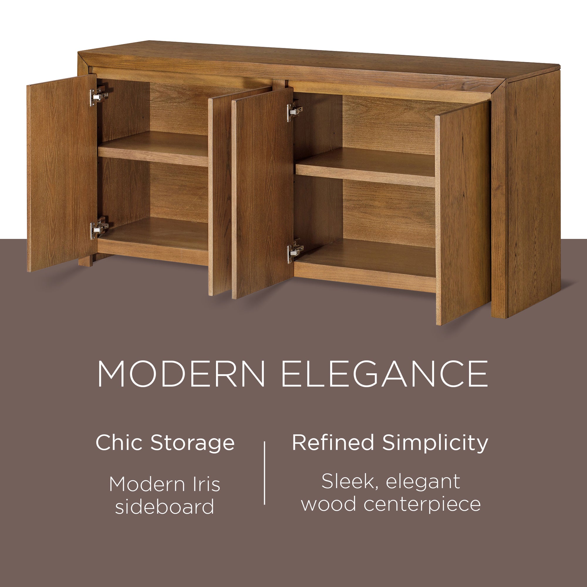 Maven Lane Iris Contemporary Wooden Sideboard in Refined Brown Finish(For Parts) - VMInnovations