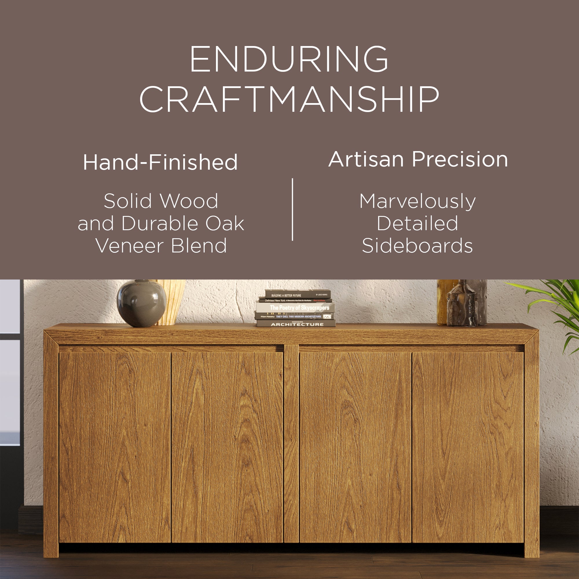 Maven Lane Iris Contemporary Wooden Sideboard in Refined Brown Finish(For Parts) - VMInnovations