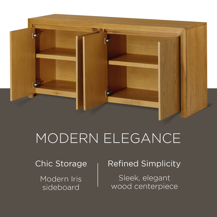 Maven Lane Iris Contemporary Wooden Sideboard in Refined Natural Finish