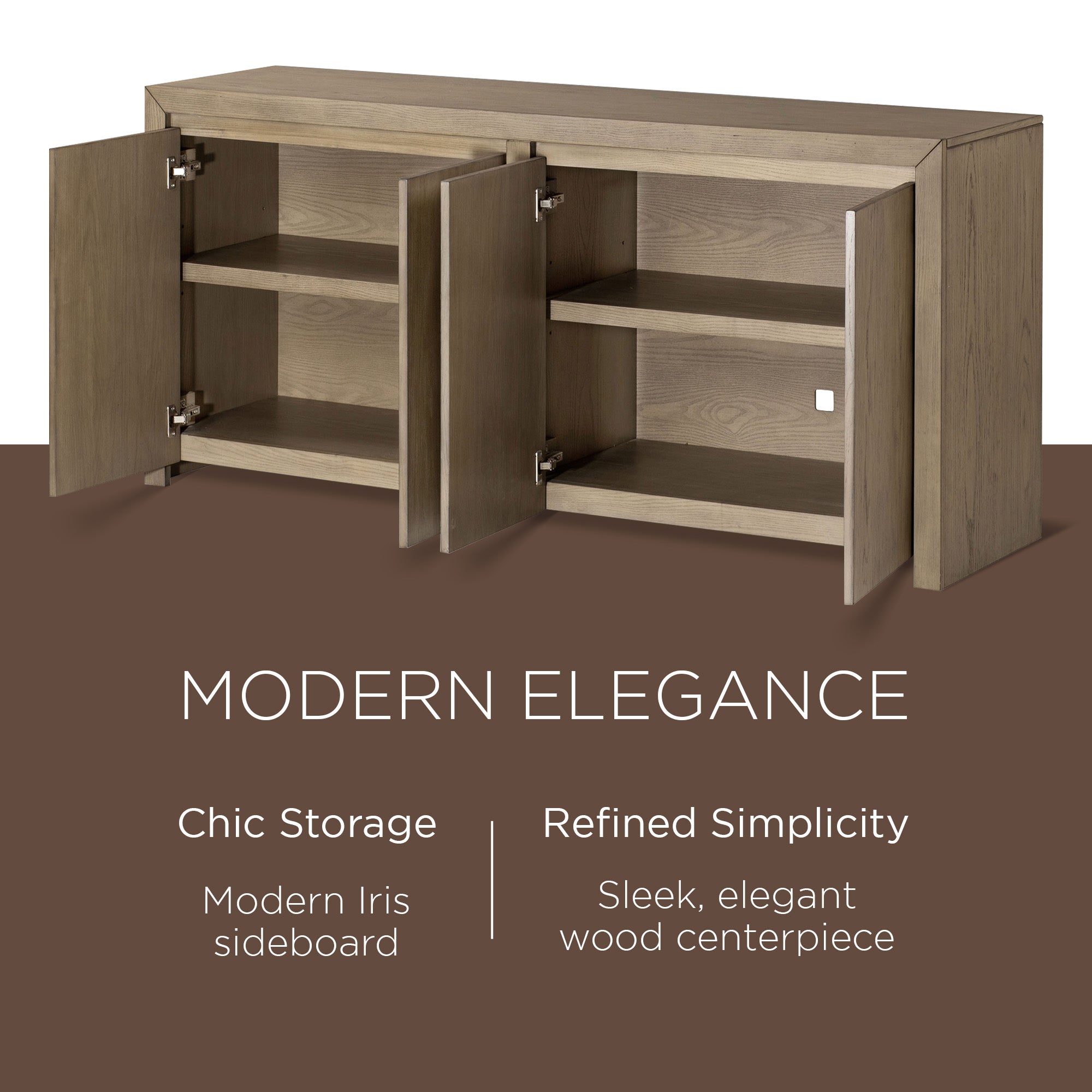 Maven Lane Iris Contemporary Wooden Sideboard in Refined Grey Finish (For Parts) - VMInnovations
