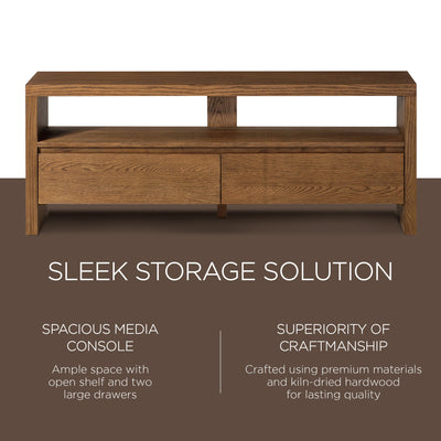 Maven Lane Ada Contemporary Wooden Media Unit in Refined Brown Finish (Open Box) - VMInnovations
