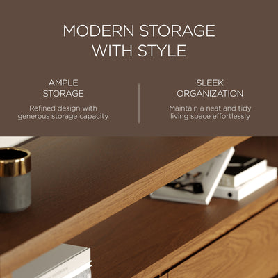 Maven Lane Ada Contemporary Wooden Media Unit in Refined Brown Finish (Open Box) - VMInnovations