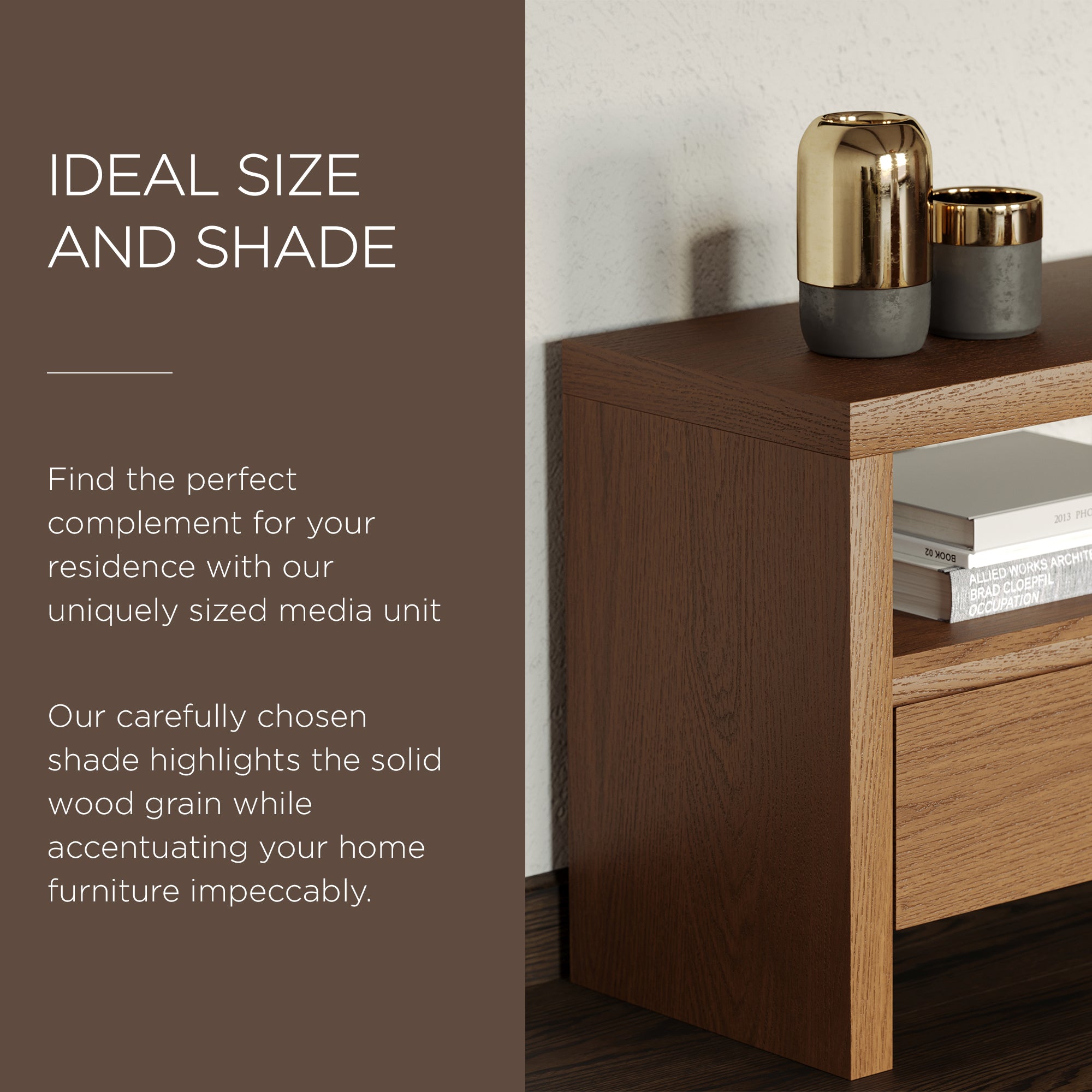 Maven Lane Ada Contemporary Wooden Media Unit in Refined Brown Finish (Open Box) - VMInnovations