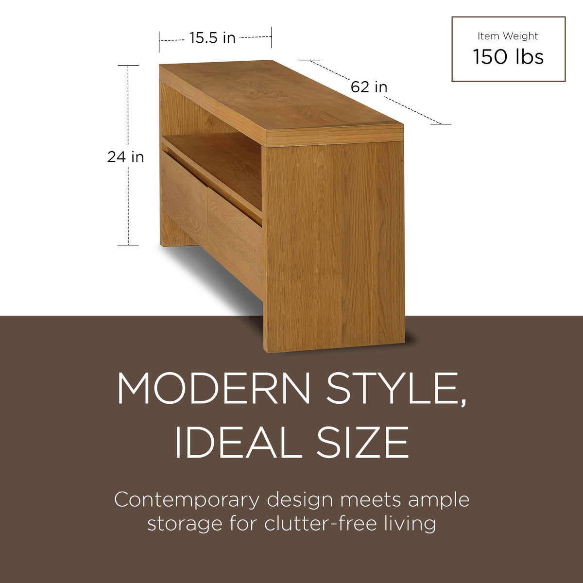 Maven Lane Contemporary Wooden Media Unit in Refined Natural Finish (For Parts)