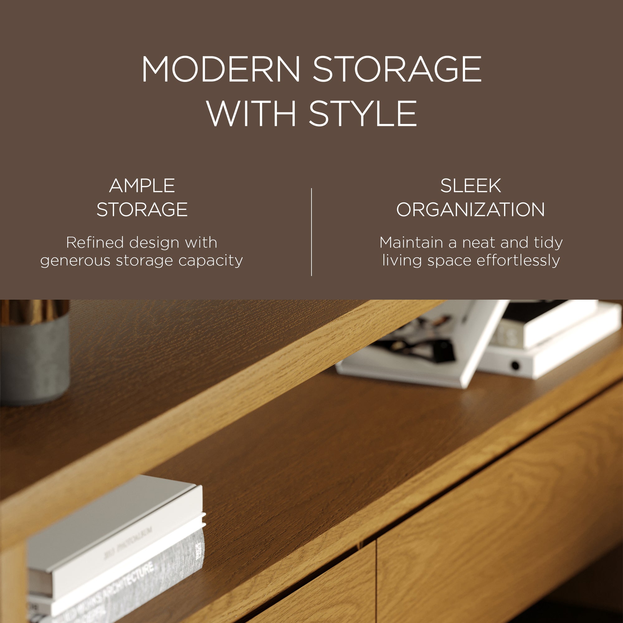 Maven Lane Contemporary Wooden Media Unit in Refined Natural Finish (Open Box) - VMInnovations