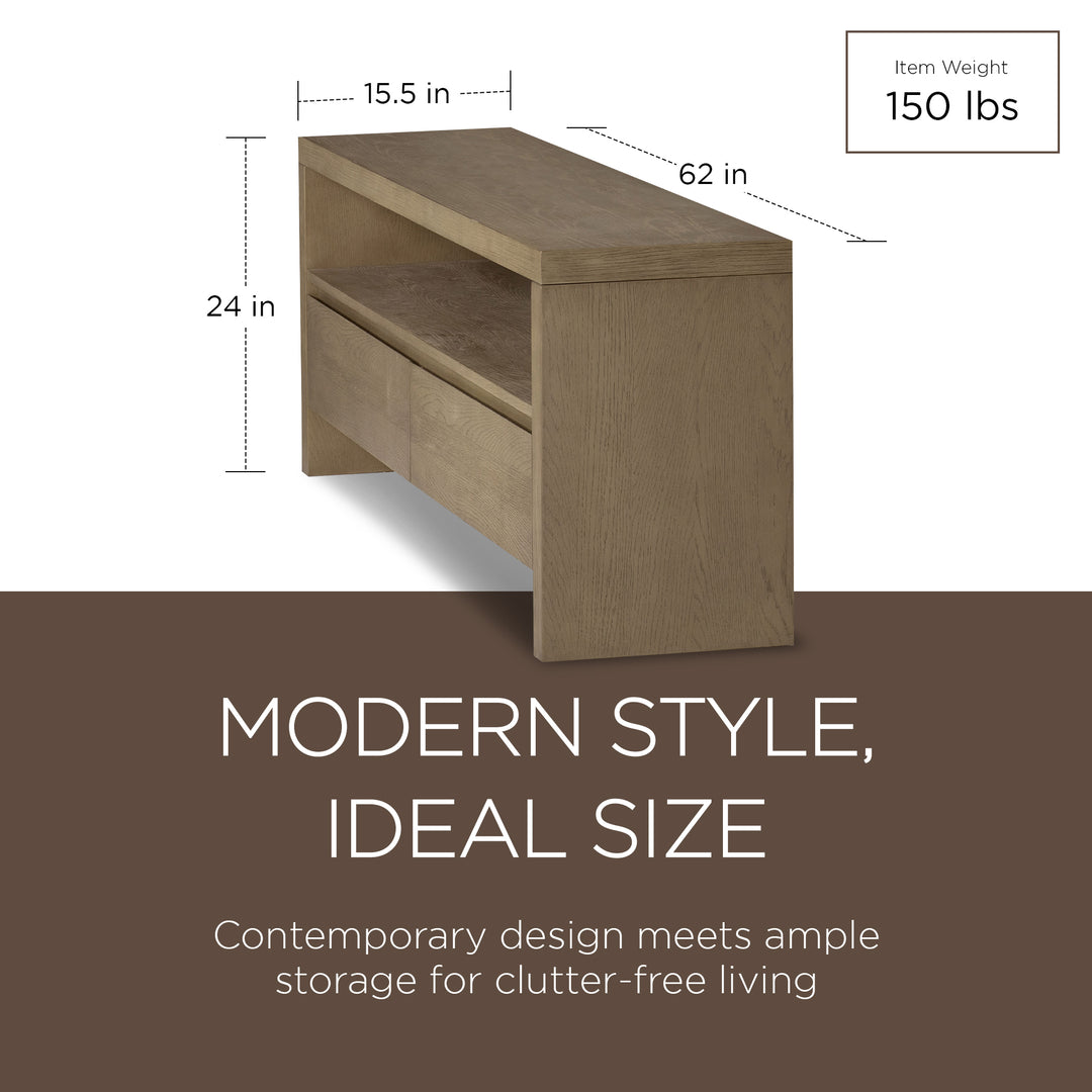 Maven Lane Ada Contemporary Wooden Media Unit in Refined Grey Finish (Open Box) - VMInnovations
