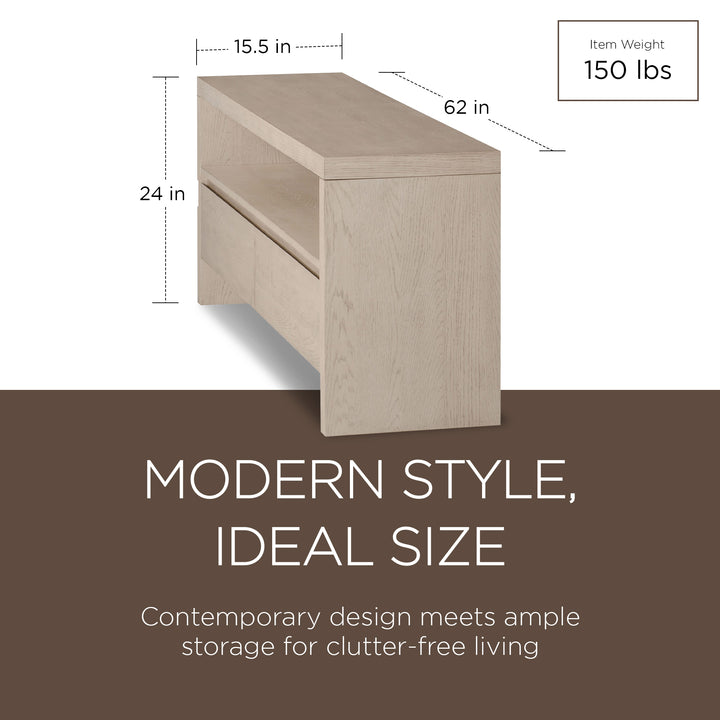 Maven Lane Ada Contemporary Wooden Media Unit in Refined White Finish (Open Box) - VMInnovations