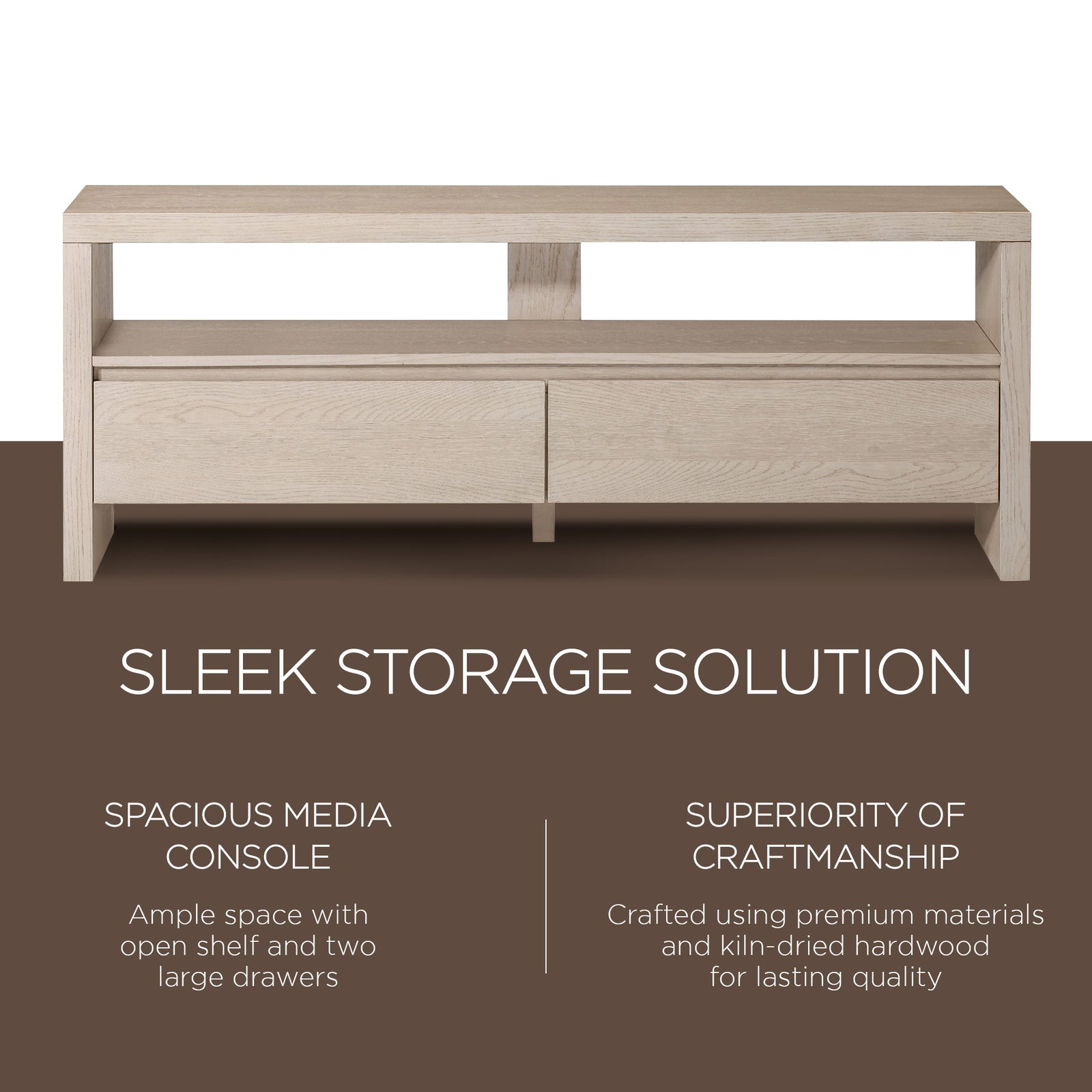 Maven Lane Ada Contemporary Wooden Media Unit in Refined White Finish (Open Box) - VMInnovations