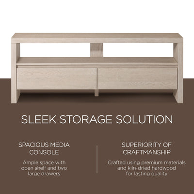 Maven Lane Ada Contemporary Wooden Media Unit in Refined White Finish (Open Box) - VMInnovations