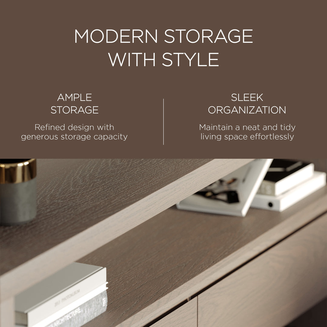 Maven Lane Ada Contemporary Wooden Media Unit in Refined White Finish (Open Box) - VMInnovations