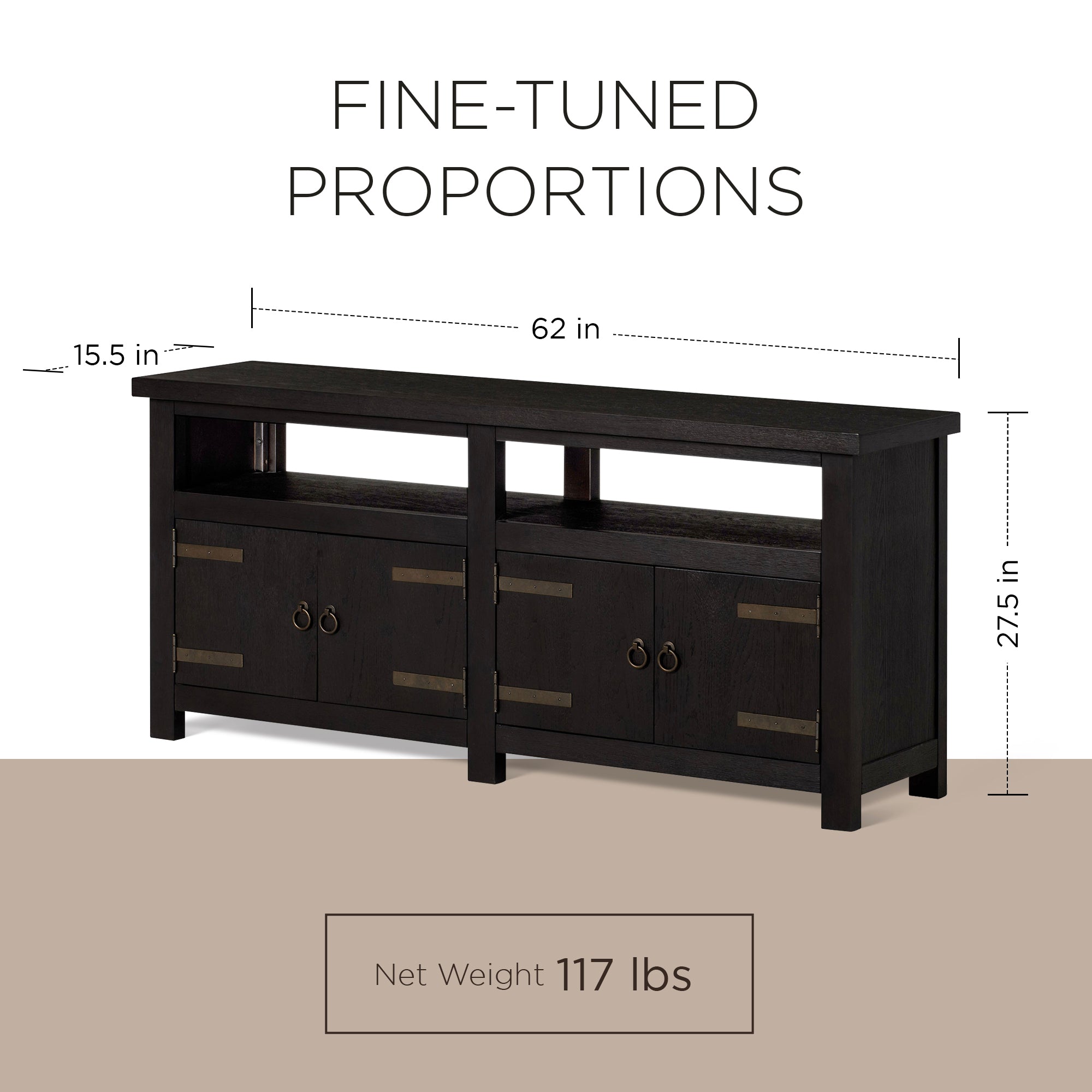 Maven Lane Luca Rustic Wooden Media Unit in Weathered Black Finish - VMInnovations