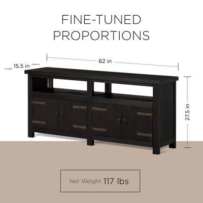 Maven Lane Luca Rustic Wooden Media Unit in Weathered Black Finish - VMInnovations