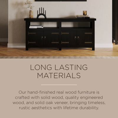 Maven Lane Luca Rustic Wooden Media Unit in Weathered Black Finish - VMInnovations
