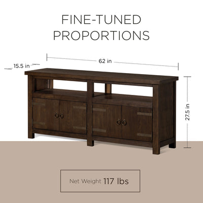 Maven Lane Luca Rustic Wooden Media Unit in Weathered Brown Finish (Open Box)