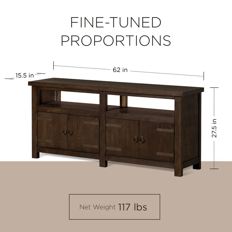 Maven Lane Luca Rustic Wooden Media Unit in Weathered Brown Finish