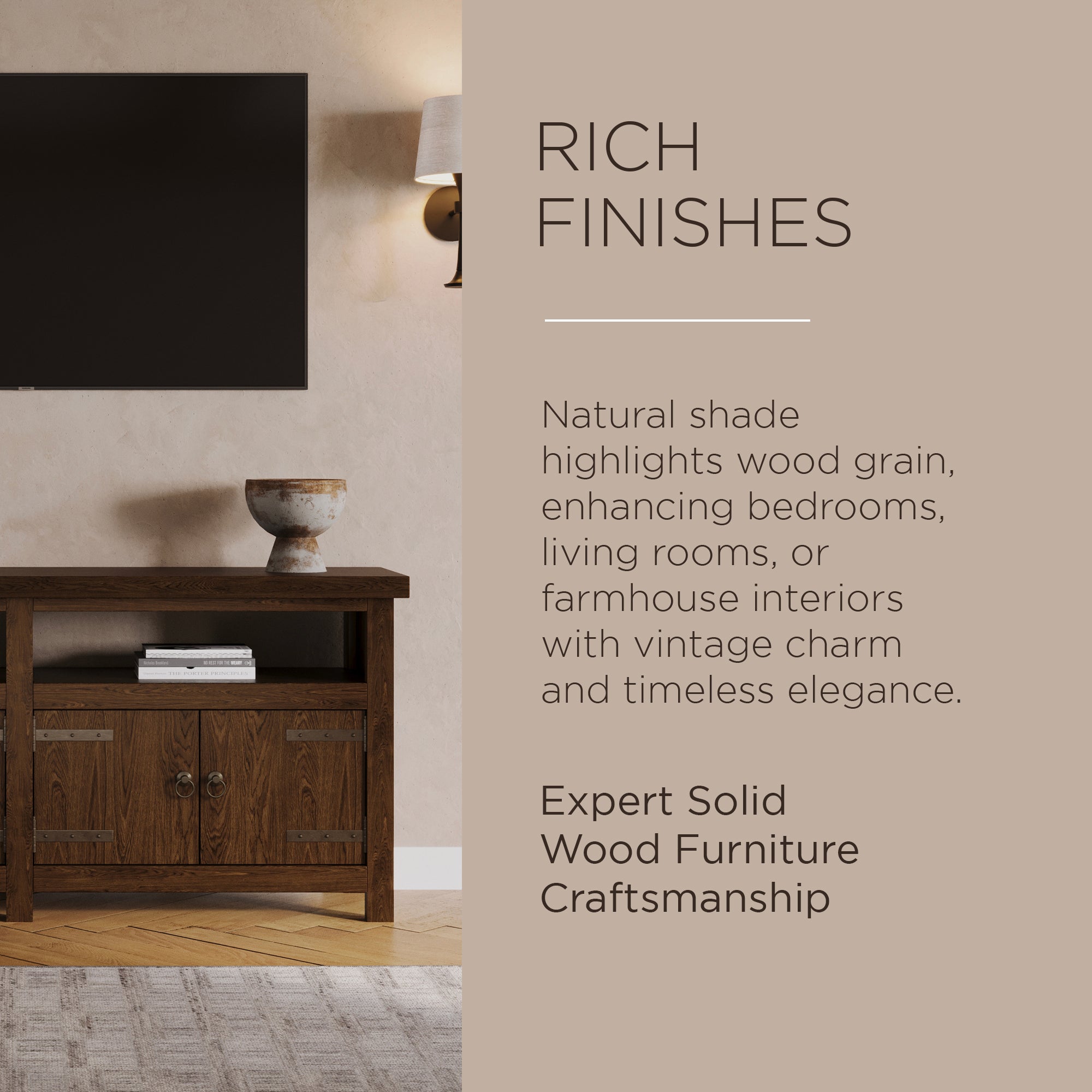 Maven Lane Luca Rustic Wooden Media Unit in Weathered Brown Finish (Open Box)