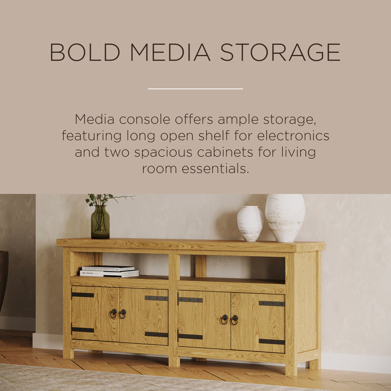 Maven Lane Luca Rustic Wooden Media Unit in Weathered Natural Finish