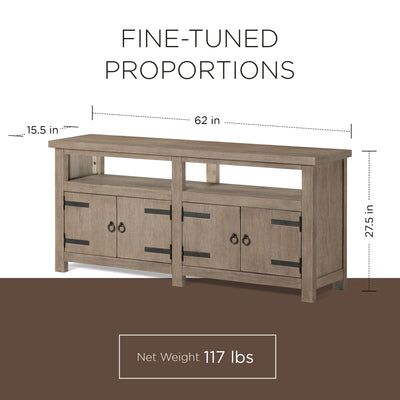 Maven Lane Luca Rustic Wooden Media Unit in Weathered Grey Finish