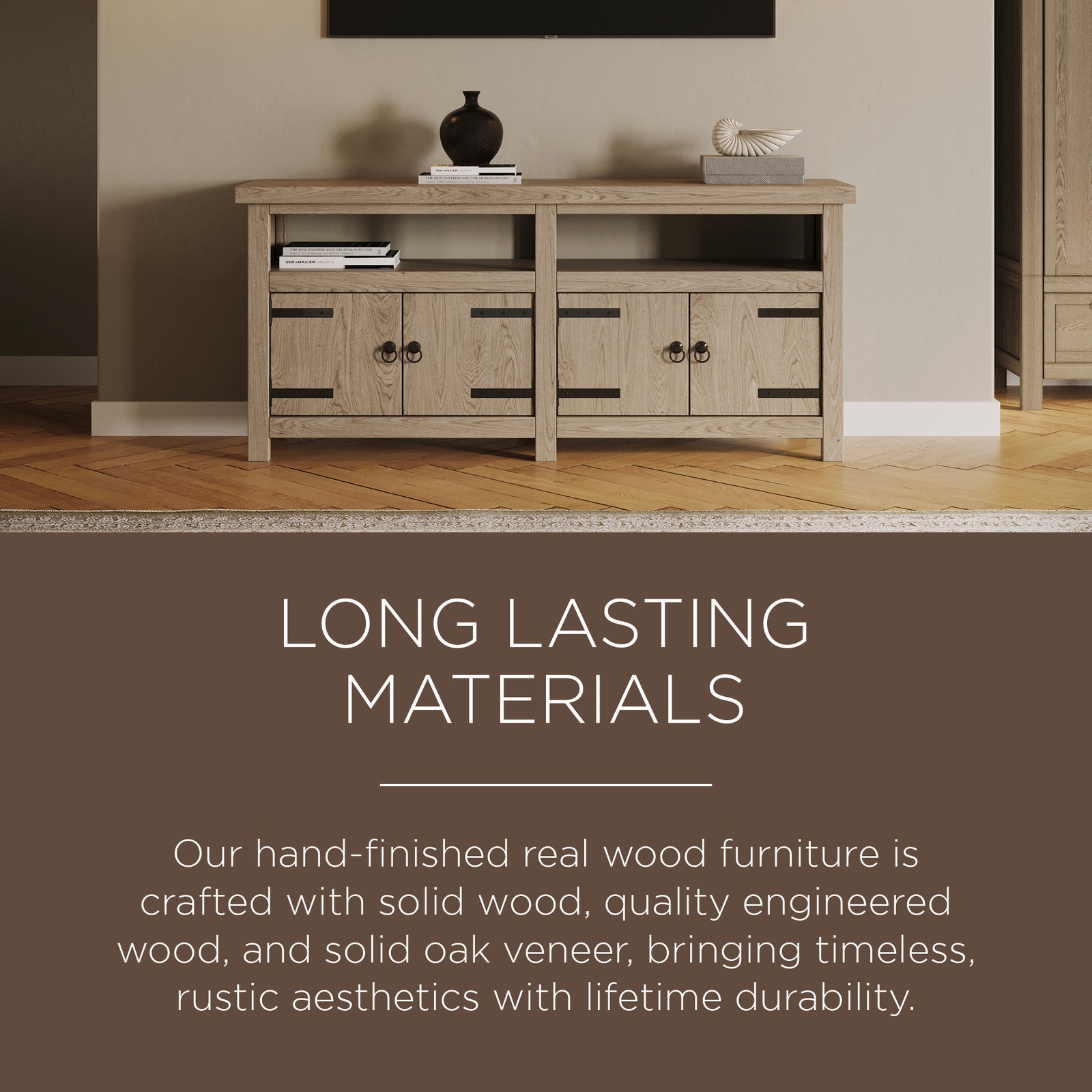 Maven Lane Luca Rustic Wooden Media Unit in Weathered Grey Finish (For Parts) - VMInnovations