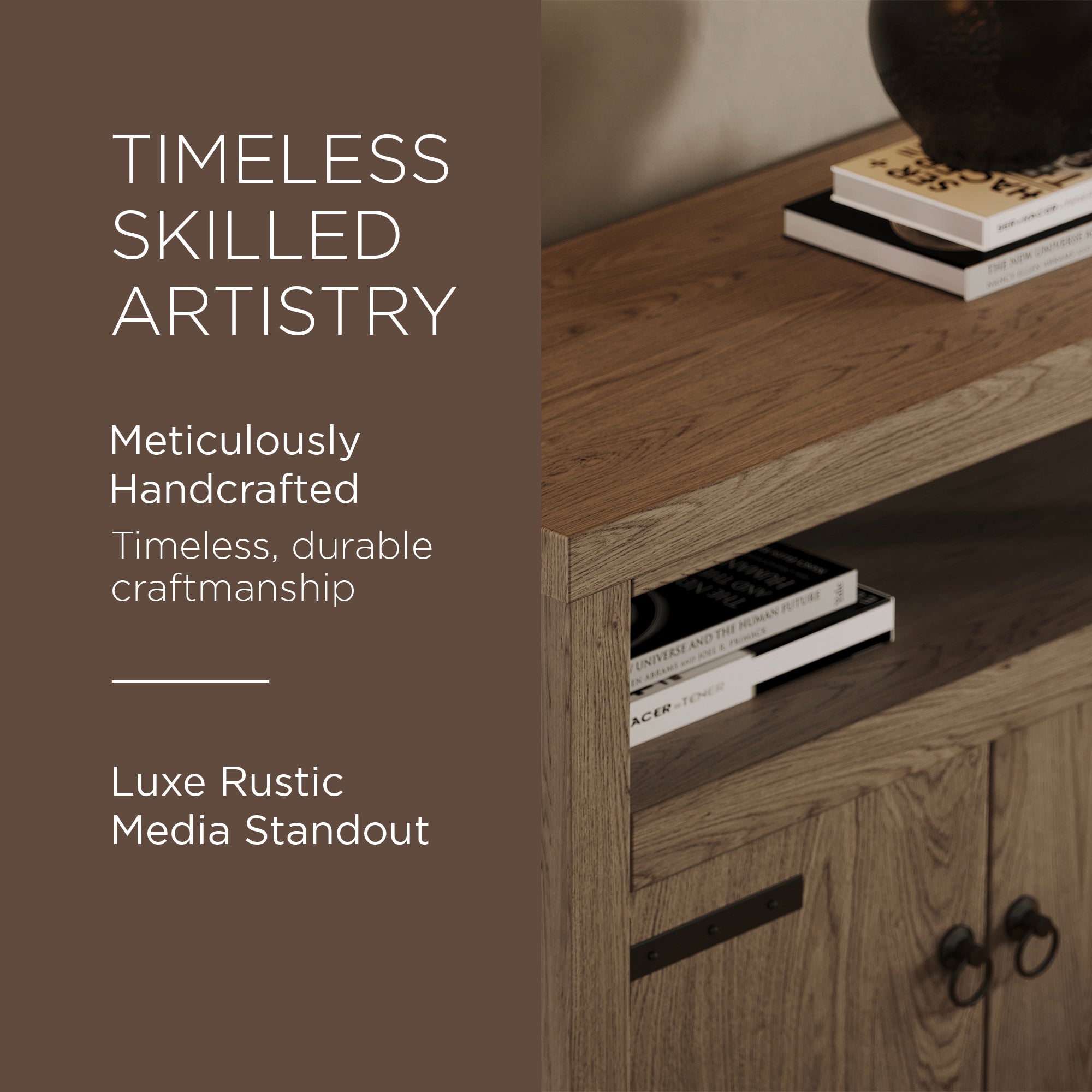 Maven Lane Luca Rustic Wooden Media Unit in Weathered Grey Finish (For Parts) - VMInnovations