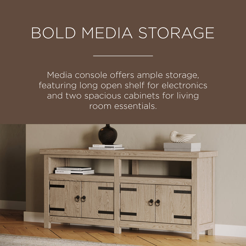 Maven Lane Luca Rustic Wooden Media Unit in Weathered Grey Finish