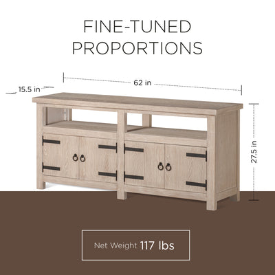 Maven Lane Luca Rustic Wooden Media Unit in Weathered White Finish (Open Box) - VMInnovations