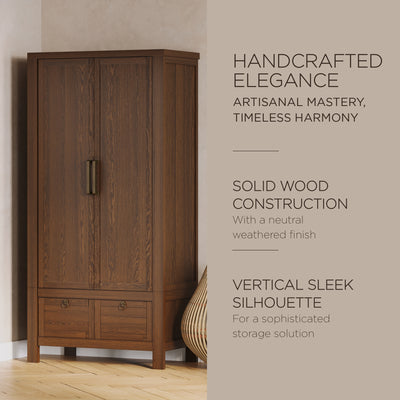 Maven Lane Vaughn Rustic Wooden Cabinet in Weathered Brown Finish  (For Parts) - VMInnovations
