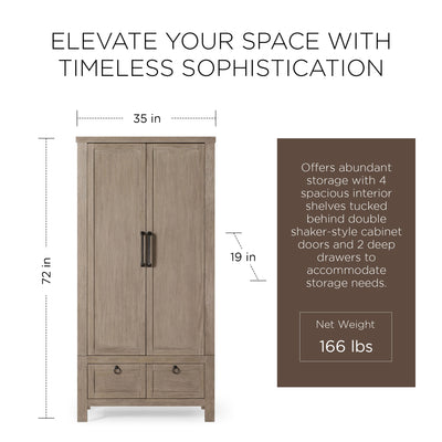 Maven Lane Vaughn Rustic Wooden Cabinet in Weathered Grey Finish - VMInnovations