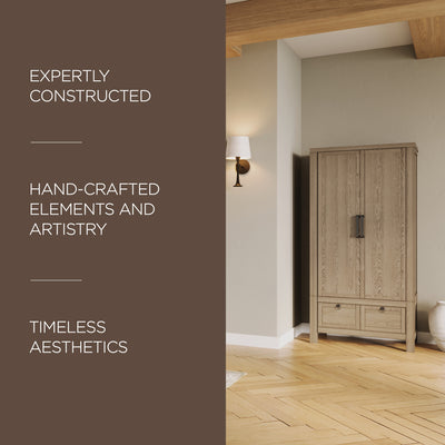 Maven Lane Vaughn Rustic Wooden Cabinet in Weathered Grey Finish - VMInnovations