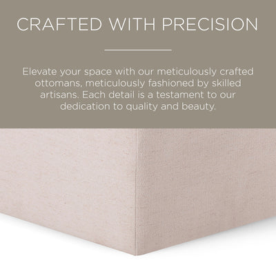 Maven Lane Claude Rustic Ottoman in Cream Fabric Upholstery - VMInnovations