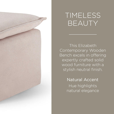Maven Lane Claude Rustic Ottoman in Cream Fabric Upholstery (Open Box) - VMInnovations