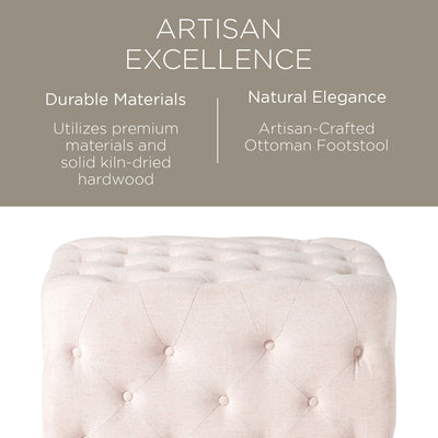 Maven Lane Henry Traditional Ottoman in Cream Fabric Upholstery (Open Box) - VMInnovations