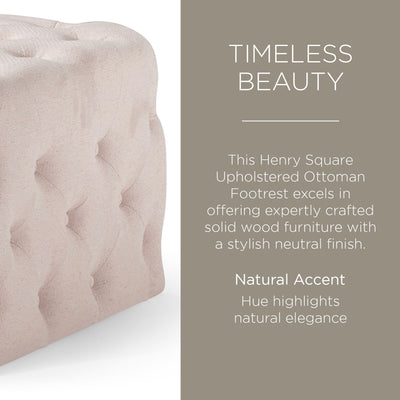Maven Lane Henry Traditional Ottoman in Cream Fabric Upholstery - VMInnovations