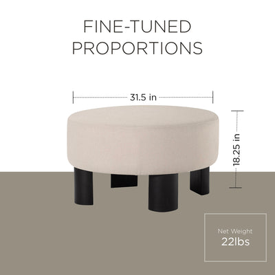 Maven Lane Celia Contemporary Upholstered Ottoman with Refined Black Wood Finish - VMInnovations