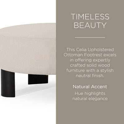Maven Lane Celia Contemporary Upholstered Ottoman with Refined Black Wood Finish - VMInnovations